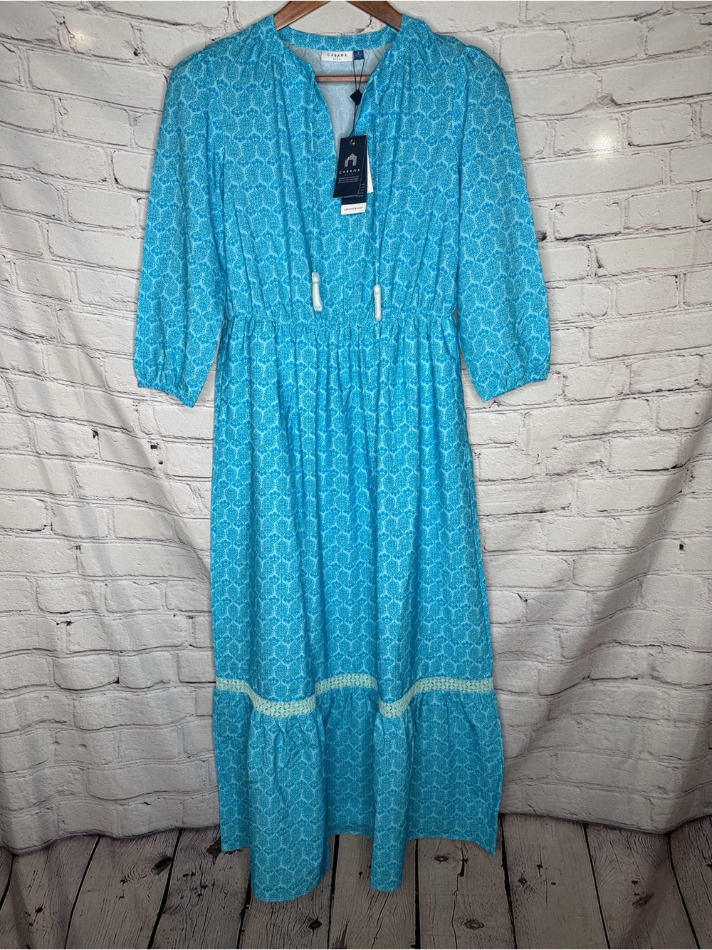 Cabana Life Blue Ruffle Hem Dress Size Small Brand New W/Tags